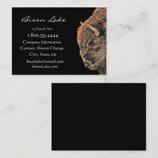 Classy Black Bison, Buffalo Animal Custom Business Visitekaartje (Voorkant / Achterkant)