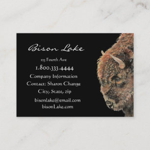 Classy Black Bison, Buffalo Animal Custom Business Visitekaartje