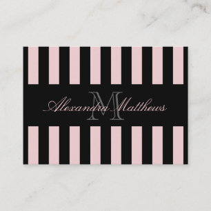 Classy Black Blush Stripe Visitekaartje
