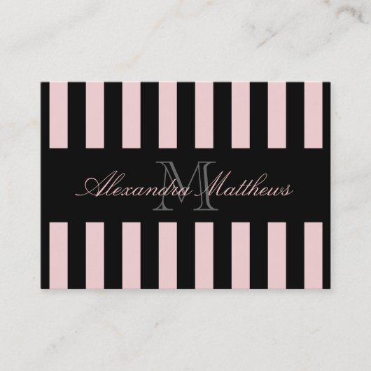 Classy Black Blush Stripe Visitekaartje (Voorkant)