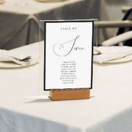 Classy Black Border Script Wedding Seating Chart Kaart