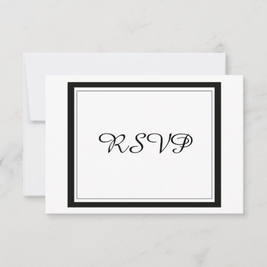 Classy Black Border Wedding RSVP Kaartje (Voorkant)