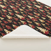 Classy Black, Bourgogne en Gouden Kerstboom Sherpa Deken (3/4)