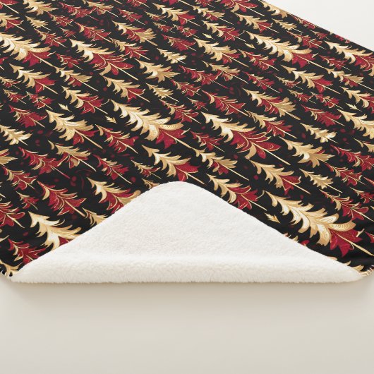 Classy Black, Bourgogne en Gouden Kerstboom Sherpa Deken (3/4)