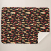 Classy Black, Bourgogne en Gouden Kerstboom Sherpa Deken (Voorkant (horizontaal))