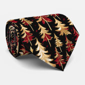 Classy Black, Bourgogne en Gouden Kerstboom Stropdas (Opgerold)