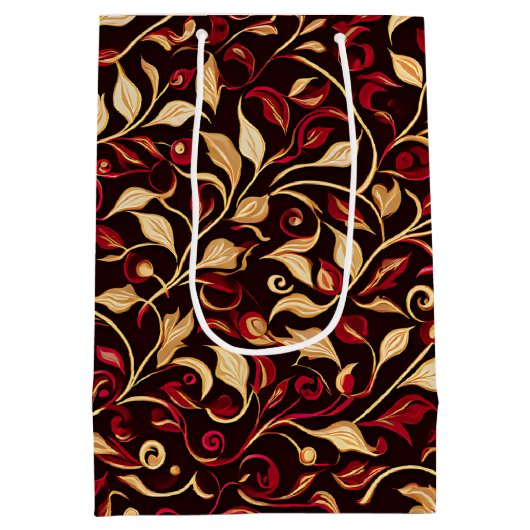 Classy Black, Bourgogne en Gouden Kerstwijnen Medium Cadeauzakje (Achterkant)