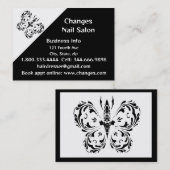 Classy Black Butterfly Nail Salon Visitekaartje (Voorkant / Achterkant)