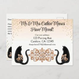 Classy Black Cat, we hebben verhuisd, New Address Briefkaart