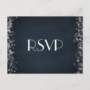Classy Black Chalkboard Bokeh Lights RSVP Uitnodiging Briefkaart
