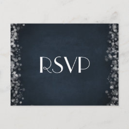 Classy Black Chalkboard Bokeh Lights RSVP Uitnodiging Briefkaart