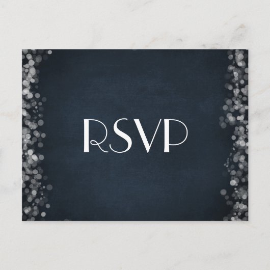 Classy Black Chalkboard Bokeh Lights RSVP Uitnodiging Briefkaart (Voorkant)