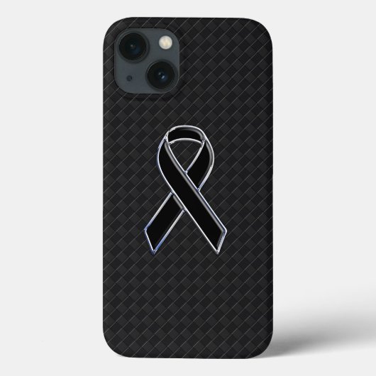 Classy Black Chrome Style Ribbon Awareness Case-Mate iPhone Case (Achterkant)