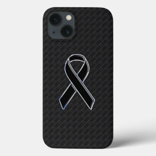 Classy Black Chrome Style Ribbon Awareness Case-Mate iPhone Case