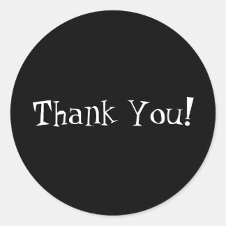 Classy Black Circle Zwart-wit Dank u! Ronde Sticker