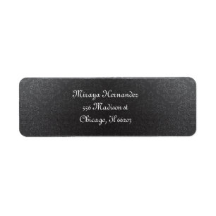 Classy Black Damask-Adresetiketten Etiket