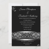 Classy Black Damask huwelijksuitnodiging Kaart (Voorkant)