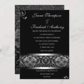Classy Black Damask huwelijksuitnodiging Kaart (Voorkant / Achterkant)