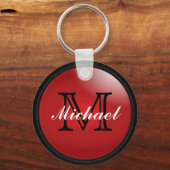 Classy Black en Deep Red Monogram - naam Sleutelhanger (Achterkant)