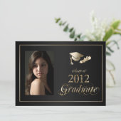 Classy Black en Gold 2012 Afstuderen Foto uitnodig Kaart (Staand voorkant)