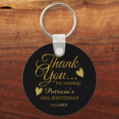 Classy Black en Gold 50th Birthday Dank u Sleutelhanger (Voorkant)