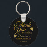 Classy Black en Gold 50th Birthday Name Dank u Sleutelhanger<br><div class="desc">50ste verjaardag dank je wel voor sleutelhangers met een soort gouden typografie .</div>