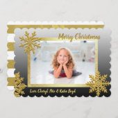 Classy Black en Gold Aangepaste kerstfoto Kaart (Voorkant / Achterkant)