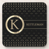 Classy Black en Gold Abstract - Persoonlijk Bier Onderzetter (Voorkant)