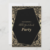Classy Black en Gold Damask Metallic Lijst Kaart (Voorkant)