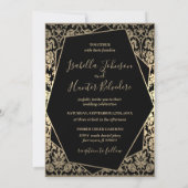 Classy Black en Gold Damask Metallic Lijst Kaart (Achterkant)