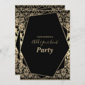 Classy Black en Gold Damask Metallic Lijst Kaart (Voorkant / Achterkant)
