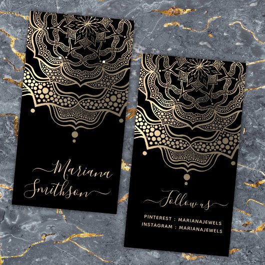 Classy Black en Gold Mandala Verdien Kaarten voor  Visitekaartje