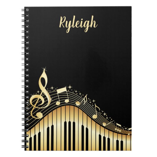 Classy Black en Gold Musical, op maat gesneden Notitieboek (Voorkant)