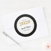 Classy Black en Gold Personalized Afstuderen Ronde Sticker (Envelop)