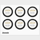 Classy Black en Gold Personalized Afstuderen Ronde Sticker (Vel)