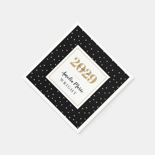 Classy Black en Gold Personalized Afstuderen Servet (Hoek)