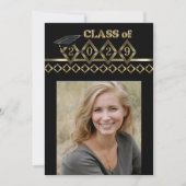 Classy Black en Gold Photo Afstuderen Kaart (Voorkant)