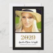 Classy Black en Gold Photo Graduparty Kaart (Voorkant)