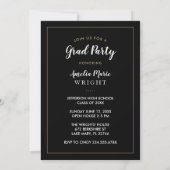 Classy Black en Gold Photo Graduparty Kaart (Achterkant)