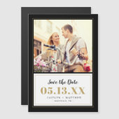 Classy Black en Gold Photo Save the Date (Voorkant / Achterkant)