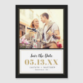Classy Black en Gold Photo Save the Date (Voorkant)