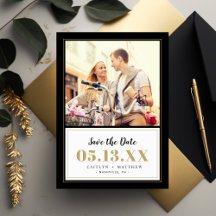 Classy Black en Gold Photo Save the Date