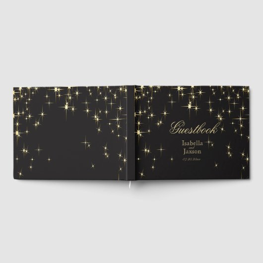 Classy Black en Gold Starlights Gastenboek (Volledig)