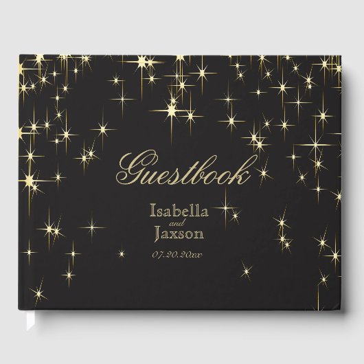 Classy Black en Gold Starlights Gastenboek (Voorkant)