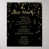 Classy Black en Gold Starlights - Menu Bar Poster (Voorkant)