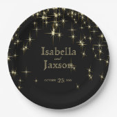 Classy Black en Gold Starlights Papieren Bordje (Voorkant)