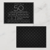 Classy Black en Gray Birthday Invite Informatiekaartje (Voorkant / Achterkant)