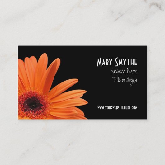 Classy Black en Oranje Gerbera Daisy Visitekaartje (Voorkant)