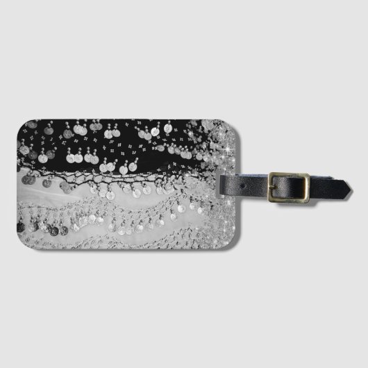 Classy Black en Silver Gypsy Scarf Bagagelabel (Voorkant (horizontaal))