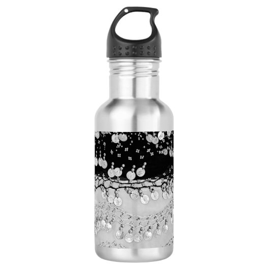 Classy Black en Silver Gypsy Scarf Waterfles (Voorkant)